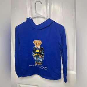 Ralph Lauren Royal Blue Kids Hoodie with Bear Graphic
